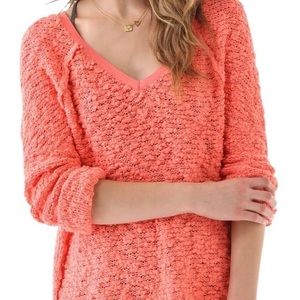 Free People Coral Songbird Nubby Sweater M